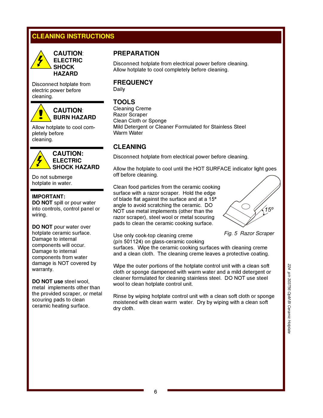 Wells HC-1006 operation manual Razor Scraper 