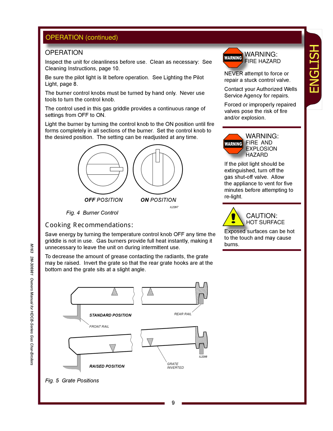 Wells HDCB4830G, HDCB3630G, HDCB2430G, HDCB1230G owner manual Operation, Cooking Recommendations 