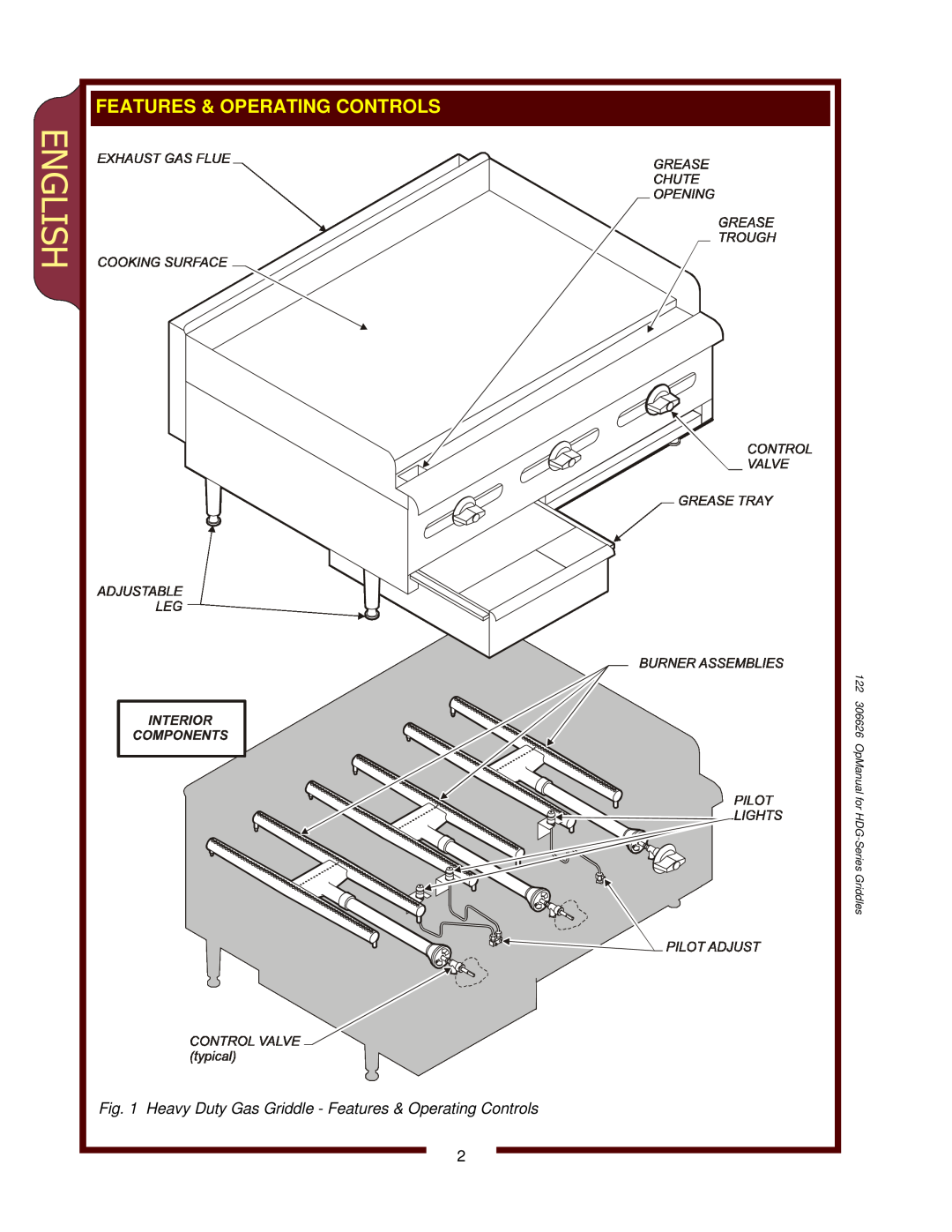 Wells HDG-4830G, HDG-3630G, HDG-2430G operation manual English, 122 306626 OpManual for HDG-SeriesGriddles 