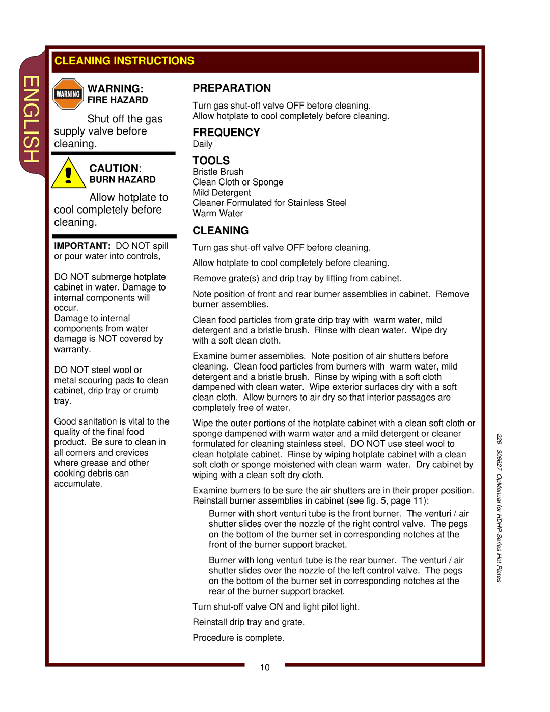 Wells HDHP-3630G, HDHP-1230G, HDHP-2430G operation manual Preparation, Frequency, Tools, Cleaning 