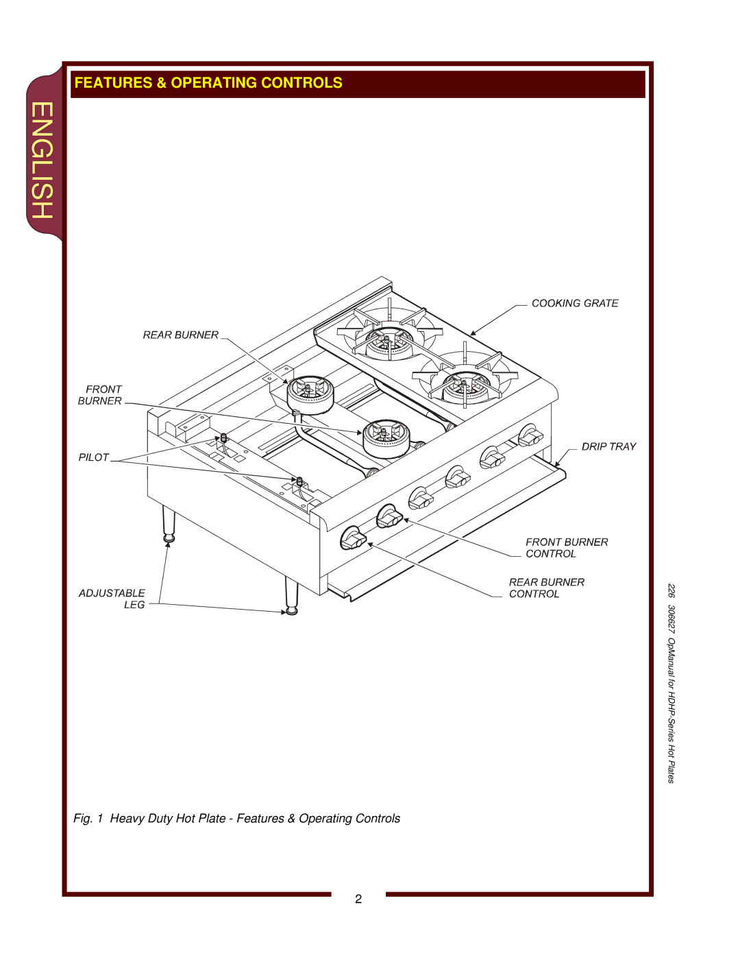 Wells HDHP-1230G, HDHP-3630G, HDHP-2430G operation manual Heavy Duty Hot Plate Features & Operating Controls 