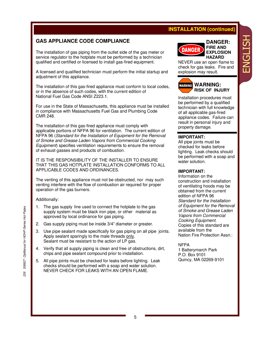 Wells HDHP-1230G, HDHP-3630G, HDHP2430G operation manual Fire Explosion Hazard, Risk of Injury 