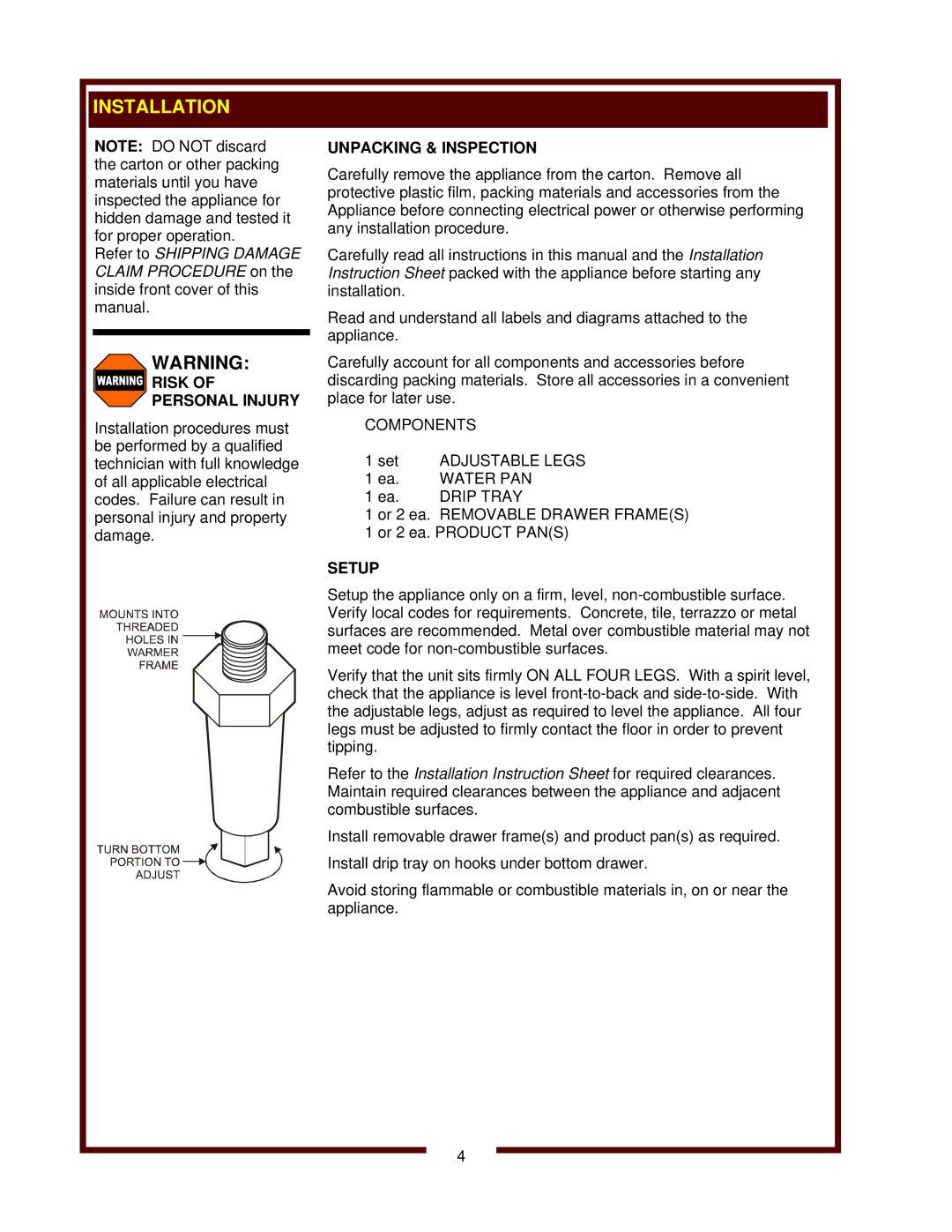 Wells HDW-2 operation manual 