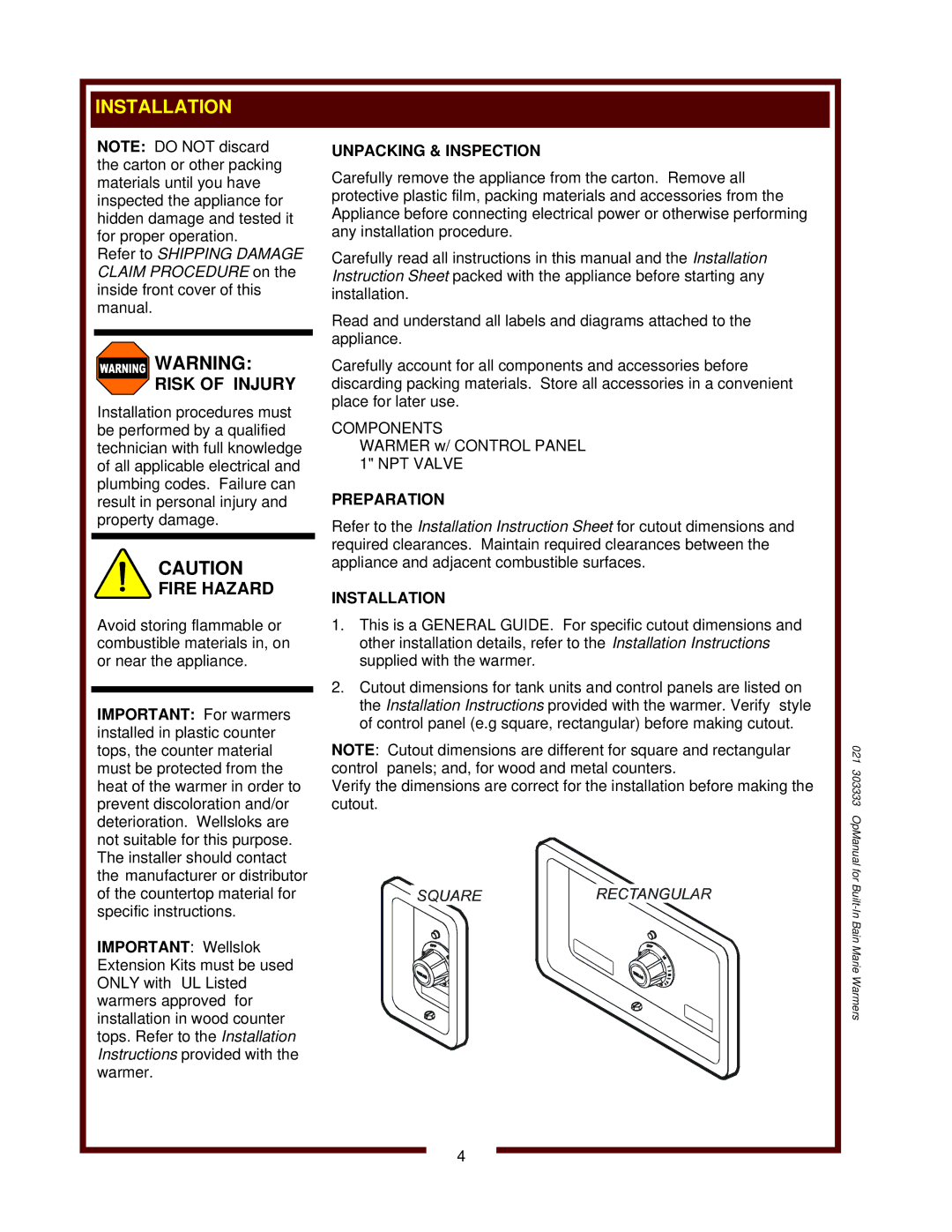 Wells HT-527, HT-200 operation manual Risk of Injury, Fire Hazard 