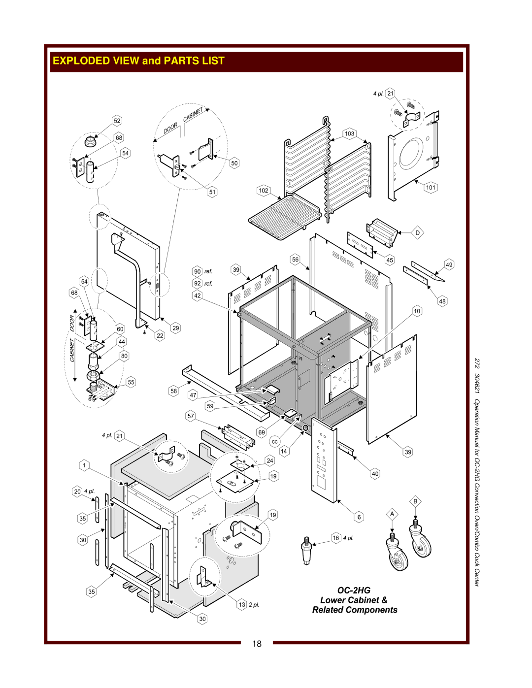 Wells OC-2HG operation manual Exploded View and Parts List 