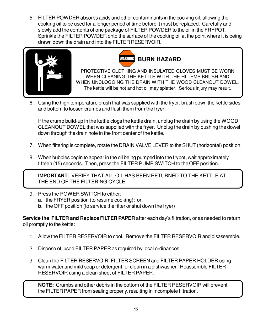 Wells WFAE-30F manual Burn Hazard 