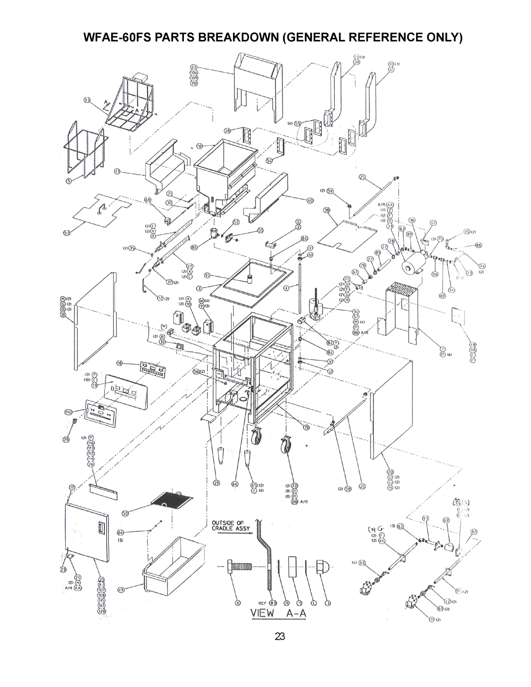 Wells WFGA-60FS service manual WFAE-60FS Parts Breakdown General Reference only 