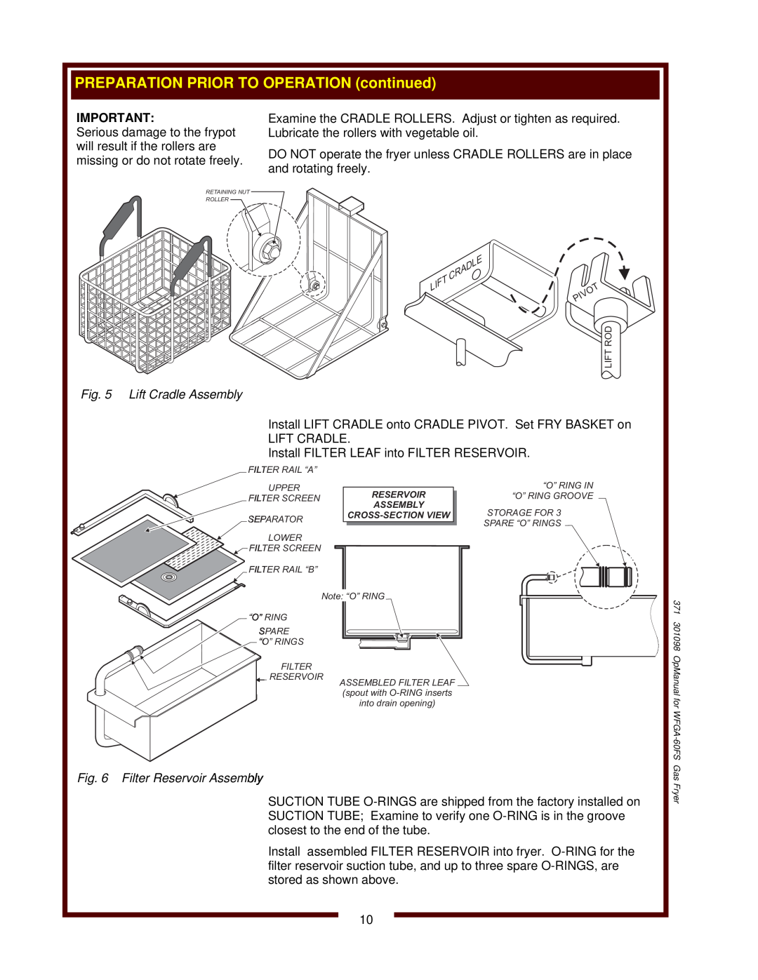 Wells WFGA-60FS operation manual Install LIFT CRADLE onto CRADLE PIVOT. Set FRY BASKET on LIFT CRADLE 