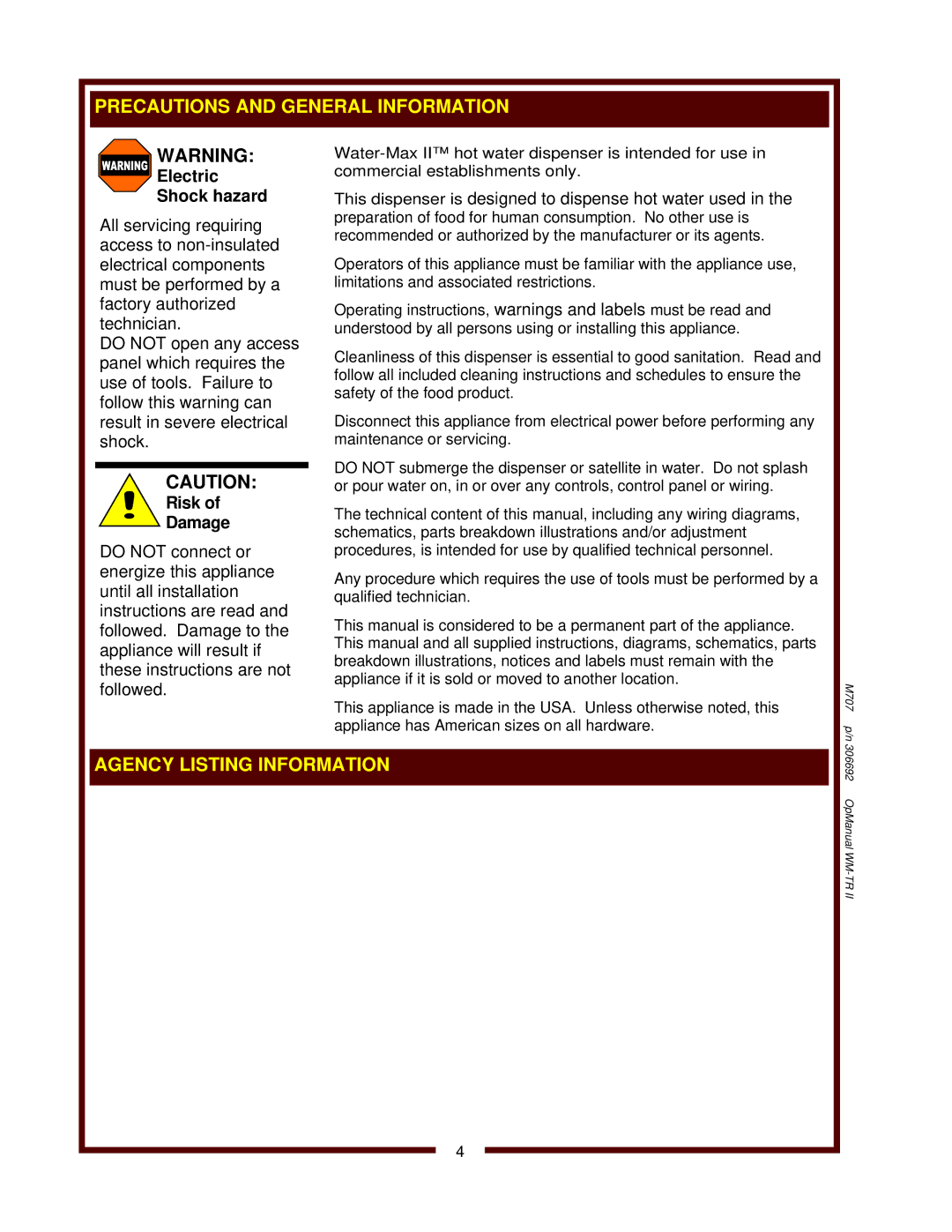 Wells WM-TR II operation manual M707 p/n 306692 OpManual WM-TR 