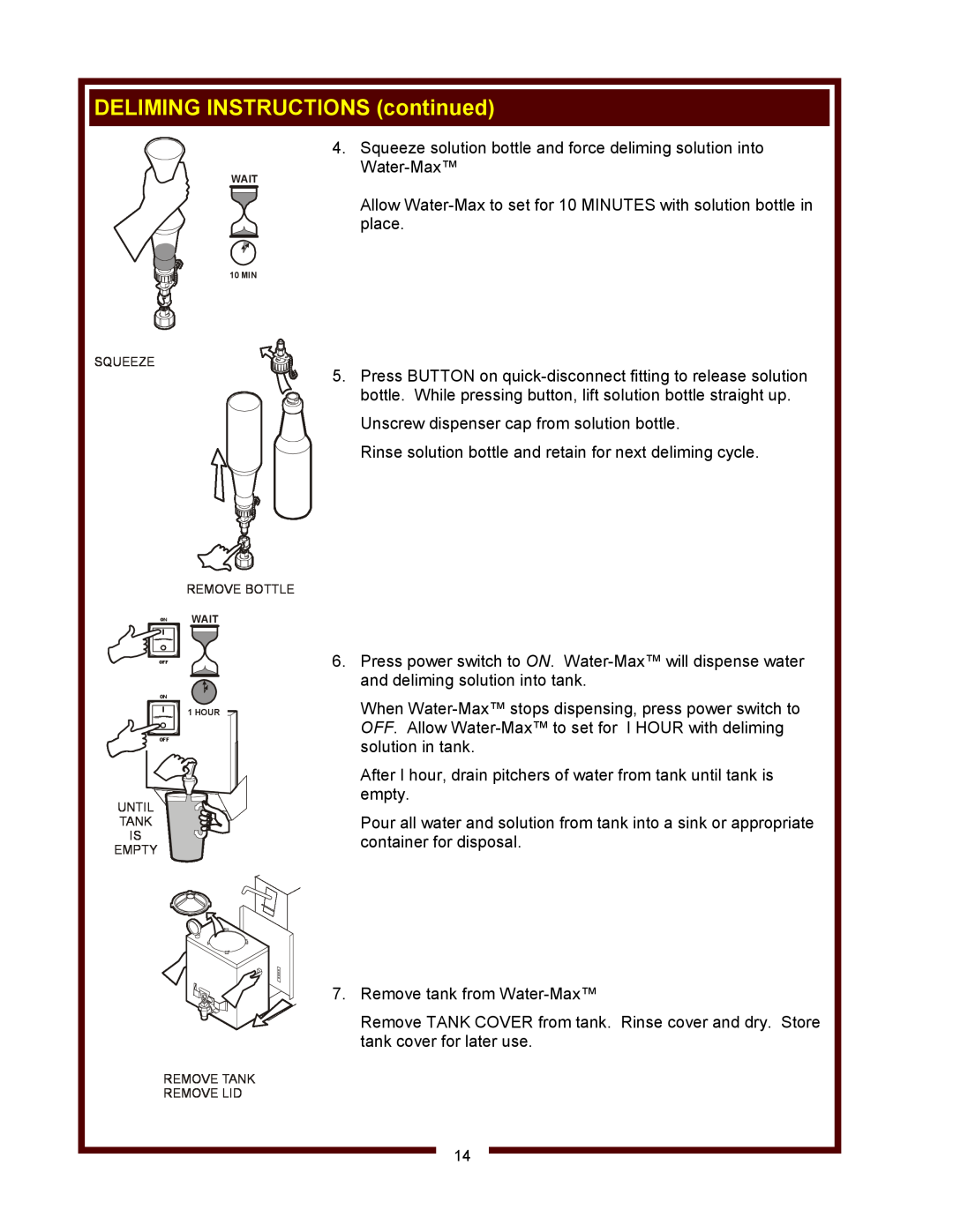 Wells WM-TR operation manual DELIMING INSTRUCTIONS continued 