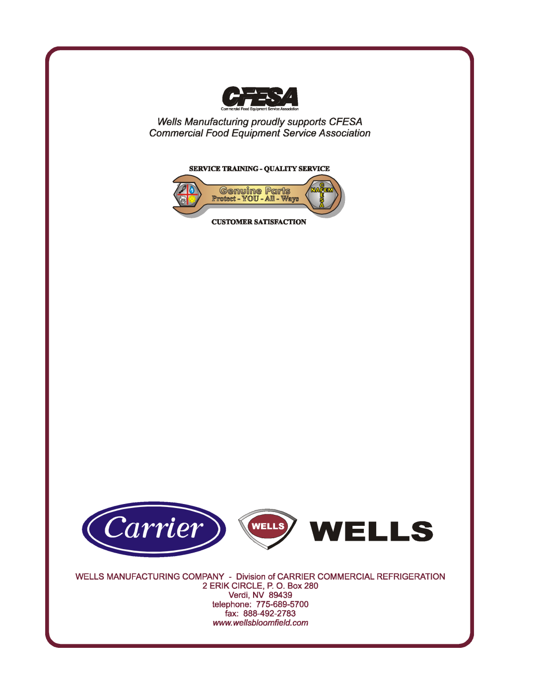 Wells WV-2HGRW, WV-2SHGRW operation manual 