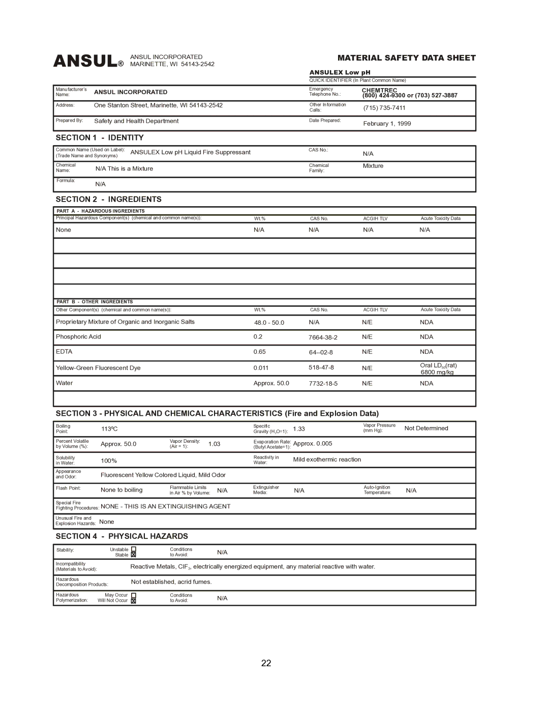 Wells WV-4HSRW operation manual Ansul 