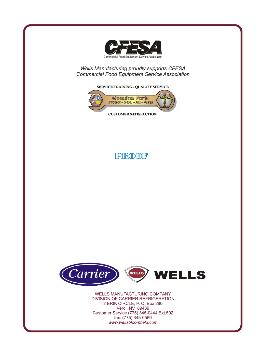 Wells WV-FGRW operation manual 