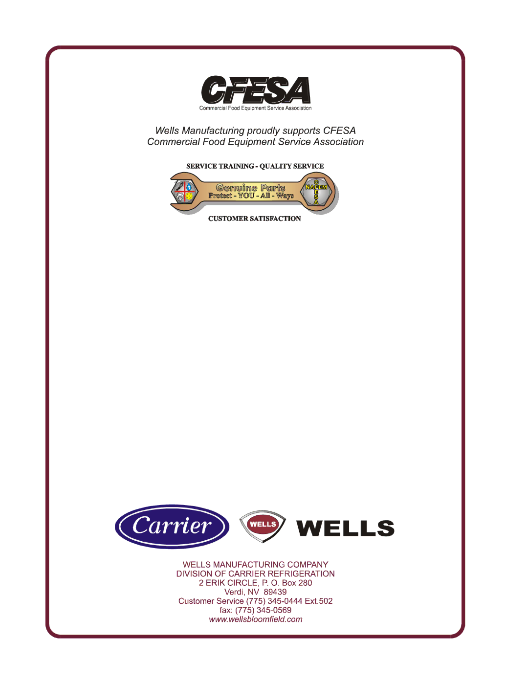 Wells WVG-136, WVG-136RW operation manual 