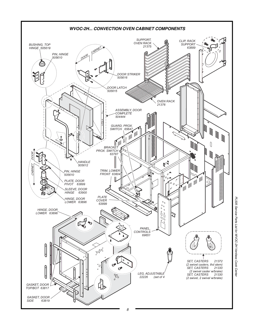 Wells WVOC-2HFG, WVOC-2HSG manual WVOC-2H... Convection Oven Cabinet Components 