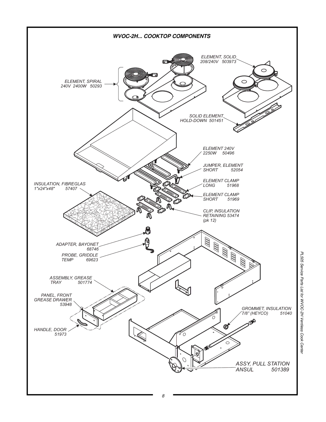 Wells WVOC-2HFG, WVOC-2HSG manual WVOC-2H... Cooktop Components 