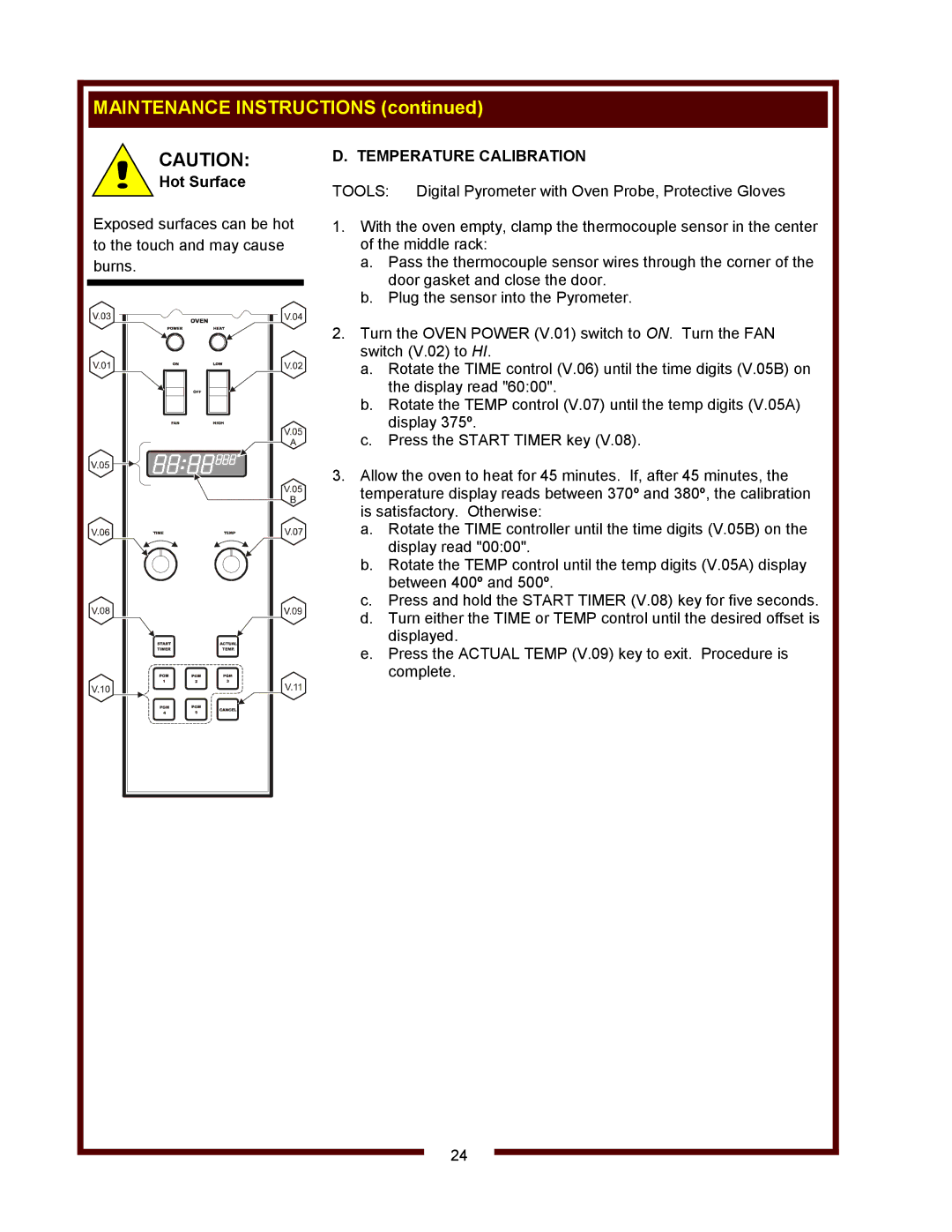 Wells WVOC-4HF, WVOC-4HS, WVOC-4HC operation manual Temperature Calibration 