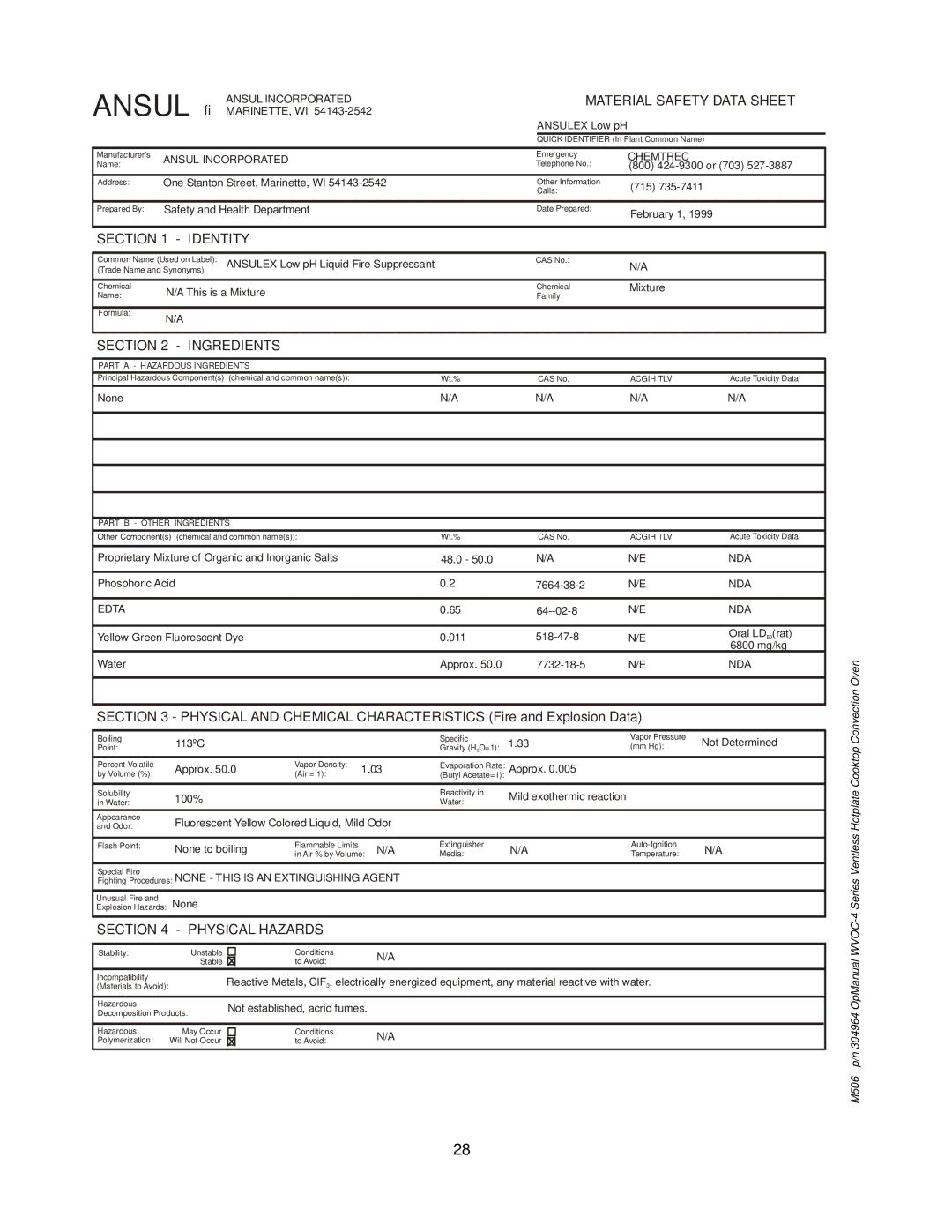 Wells WVOC-4HS operation manual Ansul 