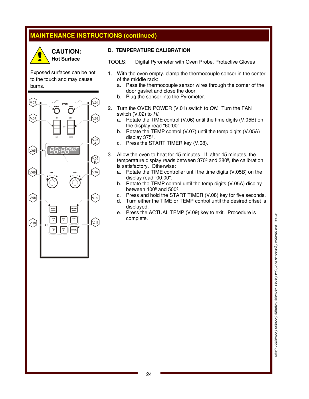 Wells WVOC-4HS operation manual 