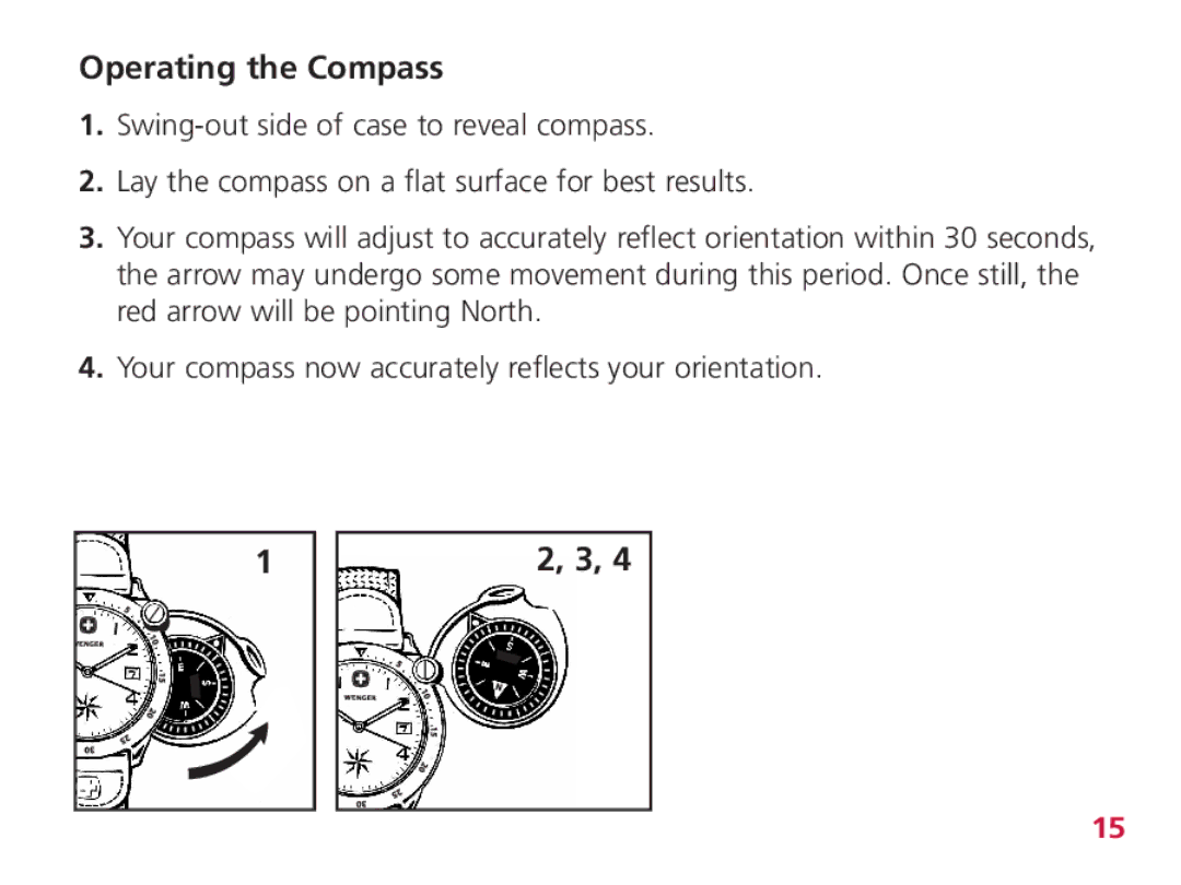 Wenger Battalion Diver III, Battalion Diver Titanium, Battalion Field Chrono, Battalion III Diver Operating the Compass 