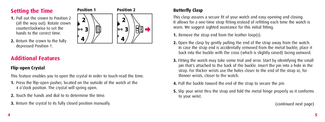 Wenger TerraGraph instruction manual Setting the Time, Additional Features 