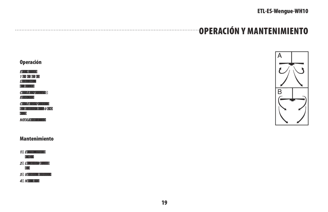 Wenger WH10 owner manual Operación y mantenimiento 