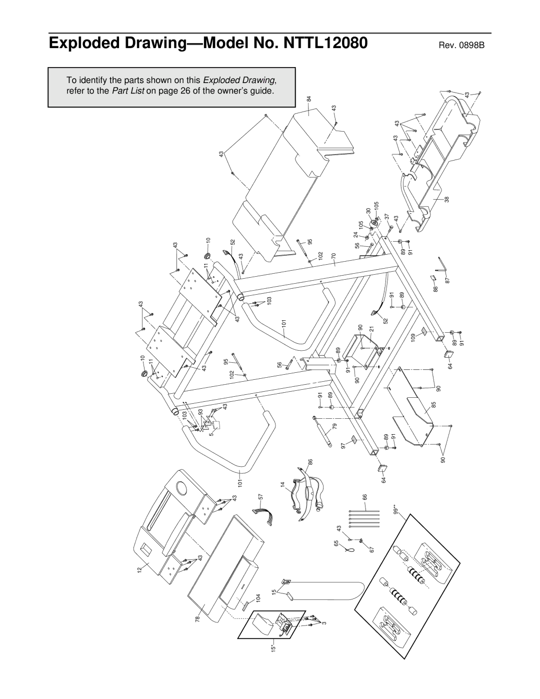 Weslo 1750 manual To identify the parts shown on this, Refer to, Rev B 