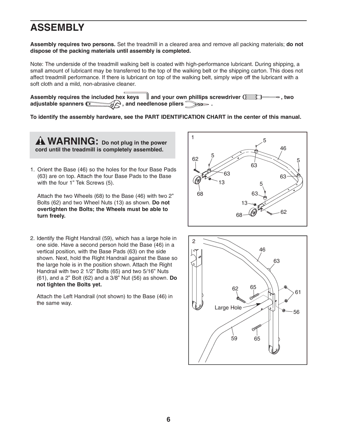 Weslo 200 user manual Assembly 