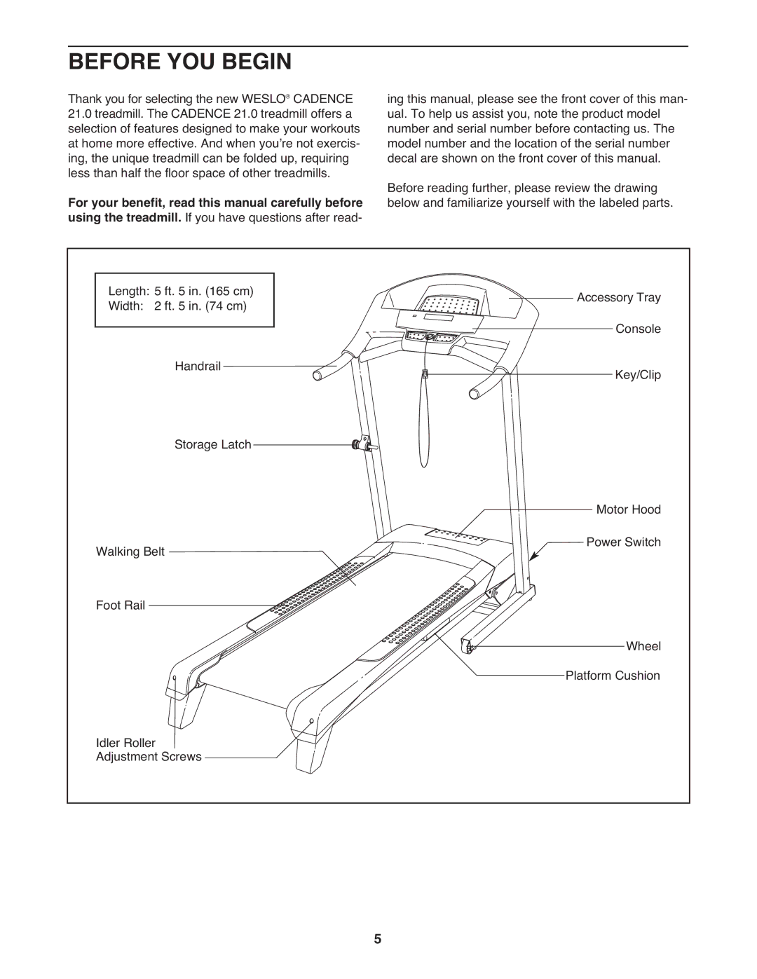 Weslo 21 user manual Before YOU Begin 