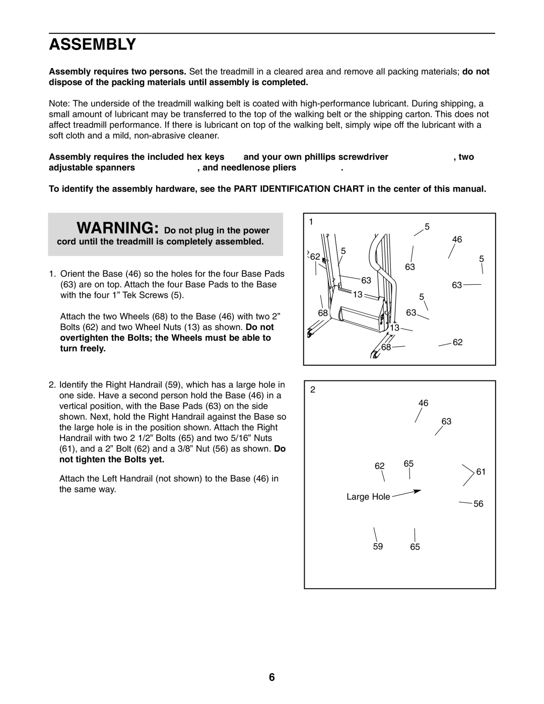 Weslo 400 user manual Assembly 