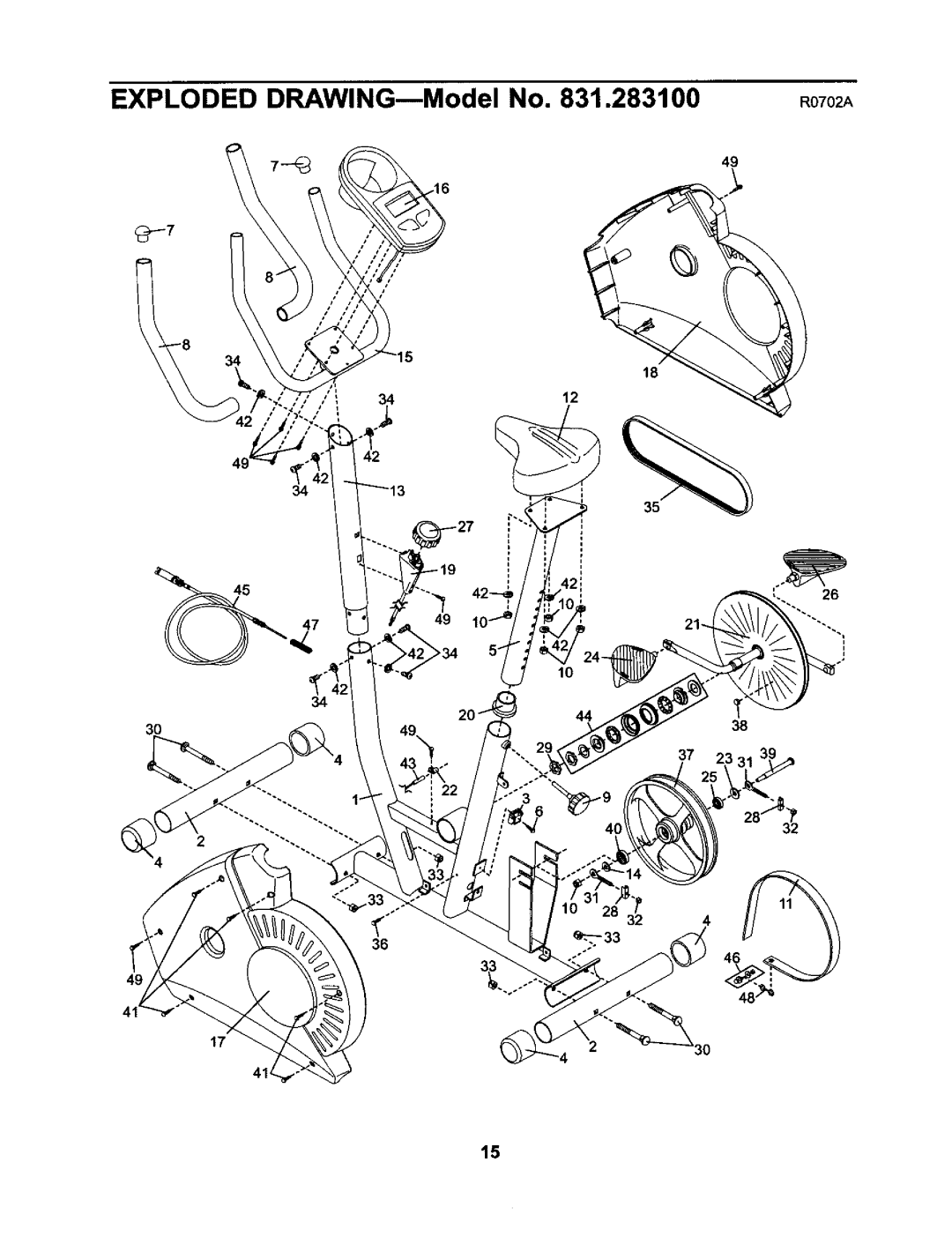 Weslo 831.2831 user manual Exploded DRAWING--Model No RoTo 