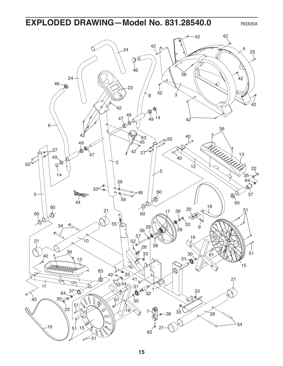 Weslo 831.28540.0 user manual Exploded DRAWING-Model No 