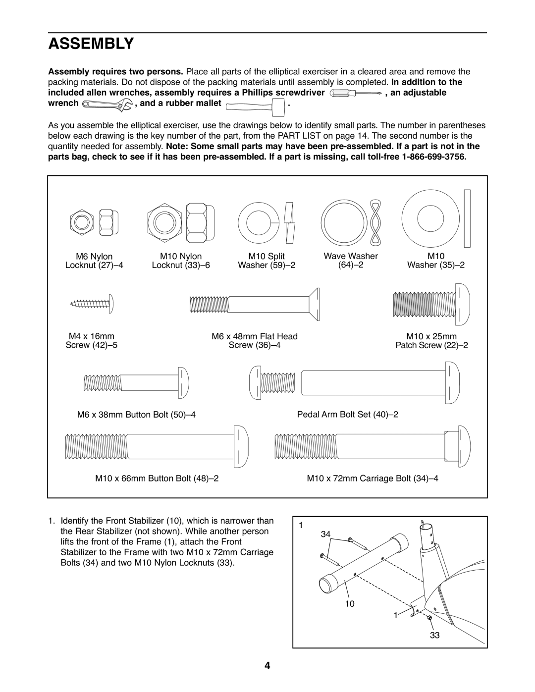 Weslo 831.28540.0 user manual Assembly 