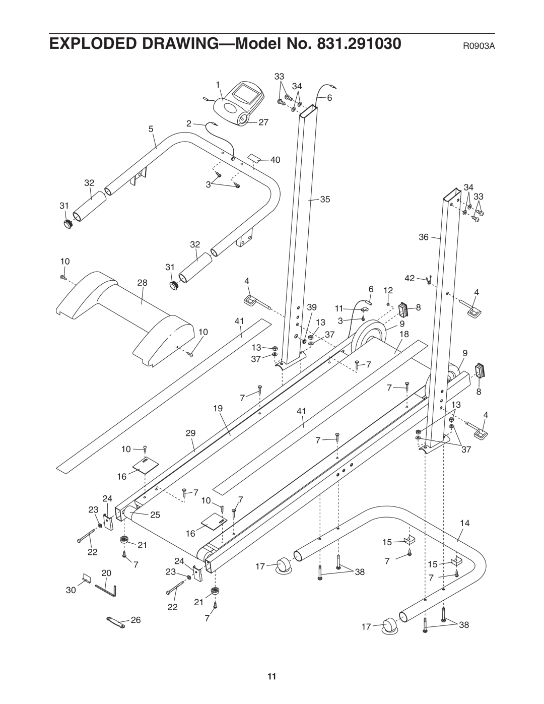 Weslo 831.291030 user manual EXPLODED DRAWING-Model No, R0903A 
