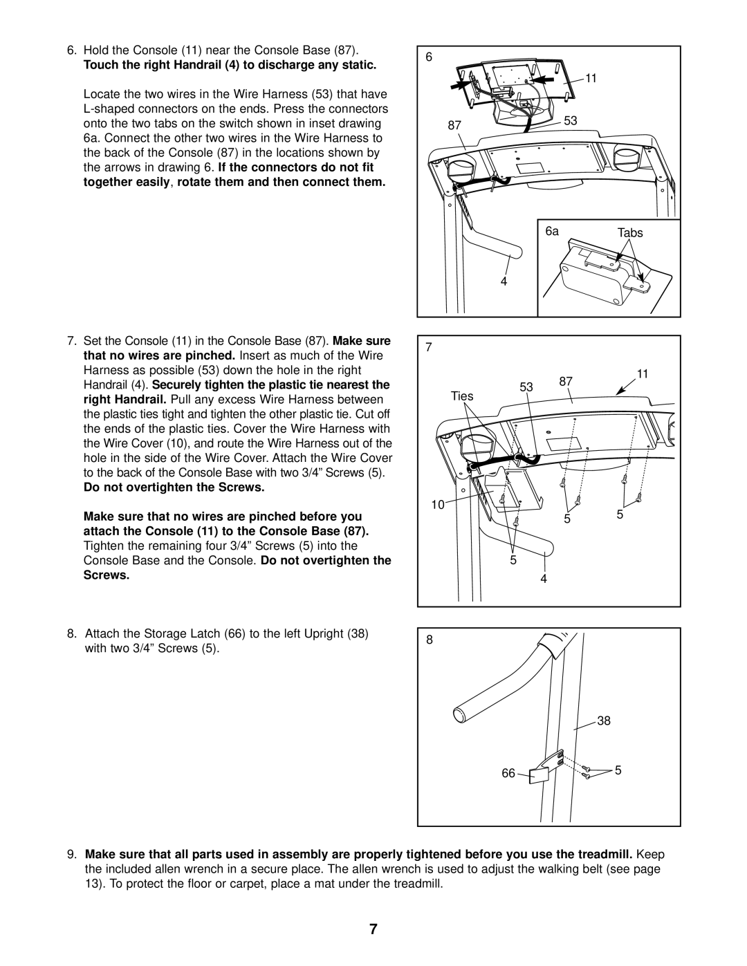 Weslo 831.293020 user manual Touch the right Handrail 4 to discharge any static 