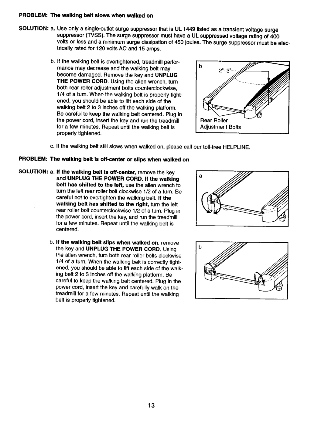 Weslo 831.29462 user manual Adjustment Bolts 