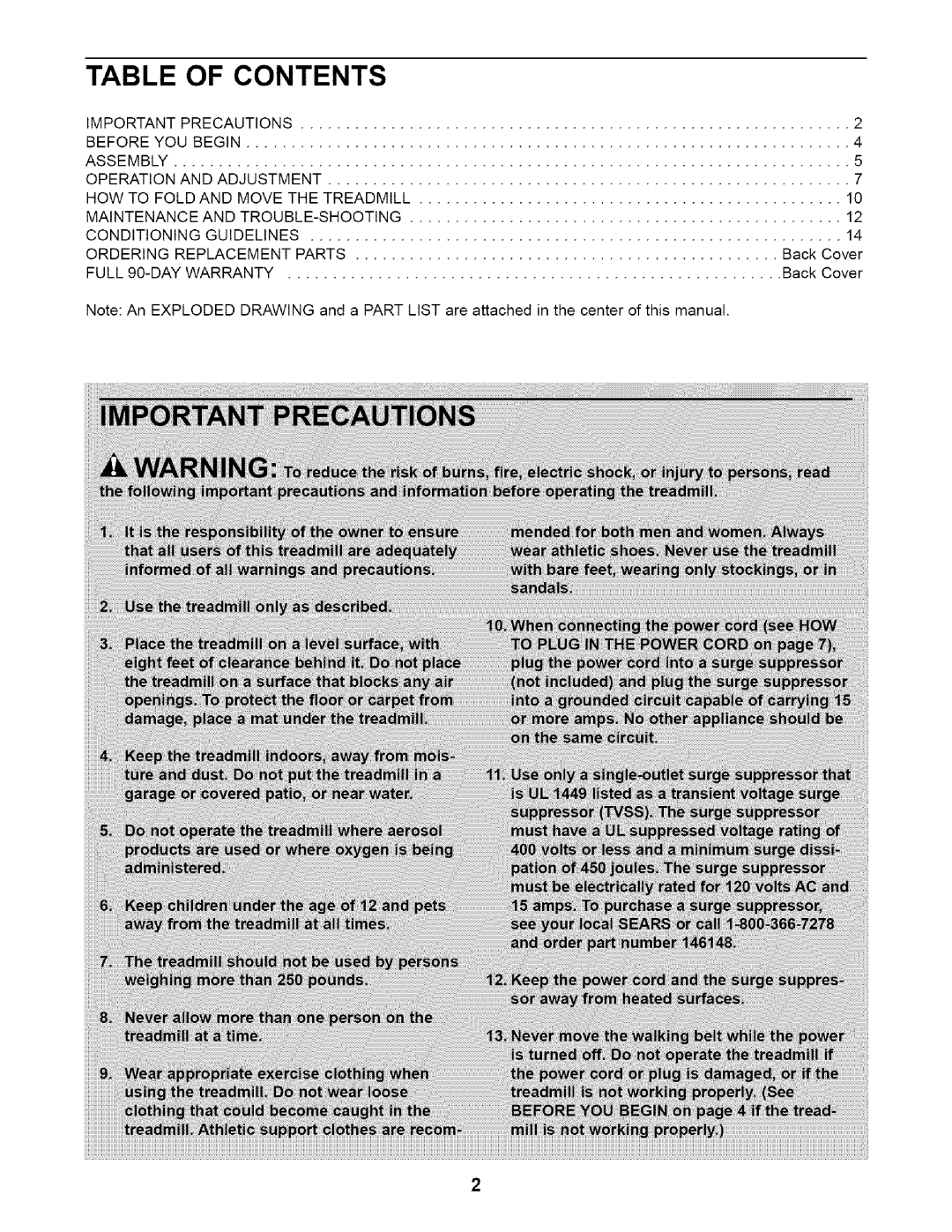 Weslo 831.29466 user manual Table of Contents 