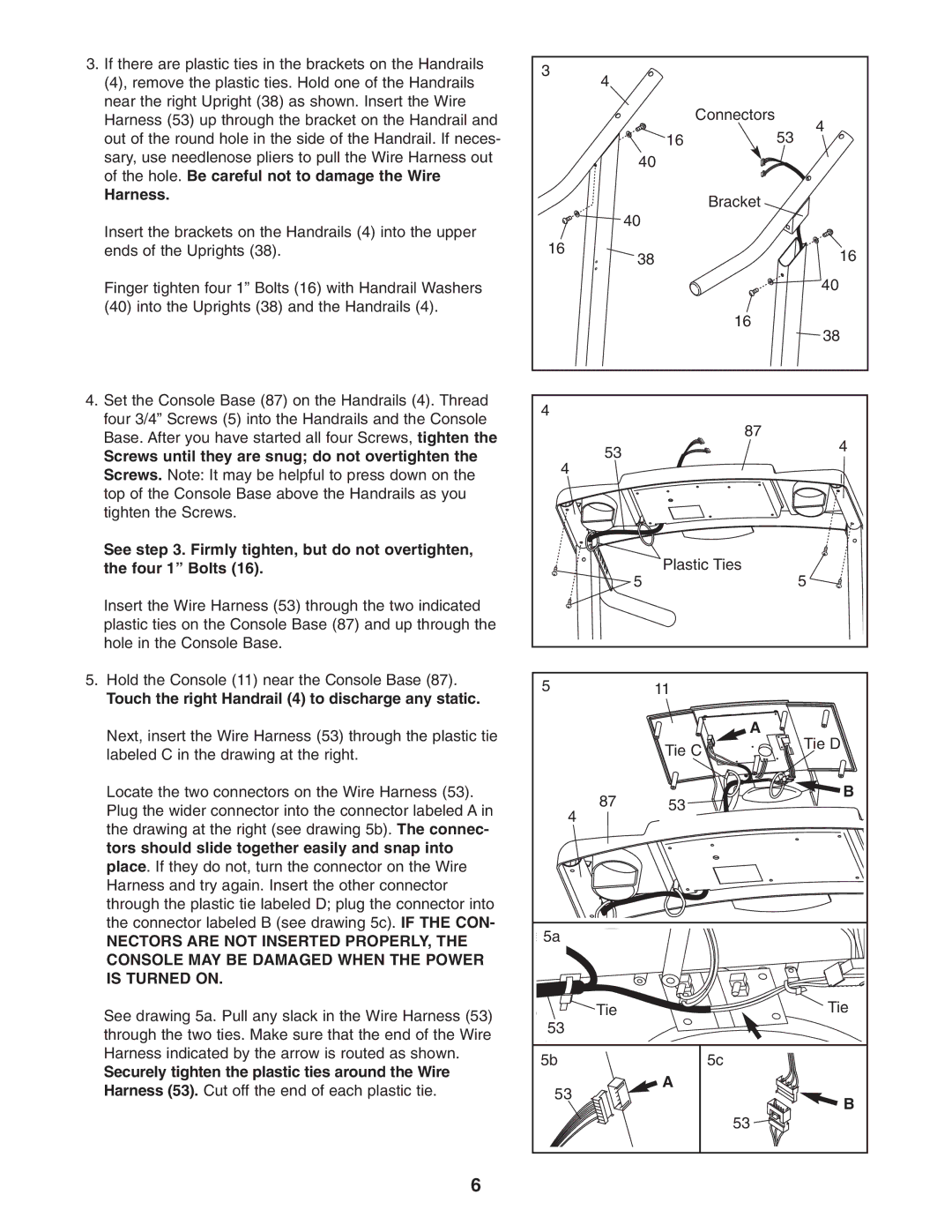 Weslo 831.295020 user manual Harness, Touch the right Handrail 4 to discharge any static 