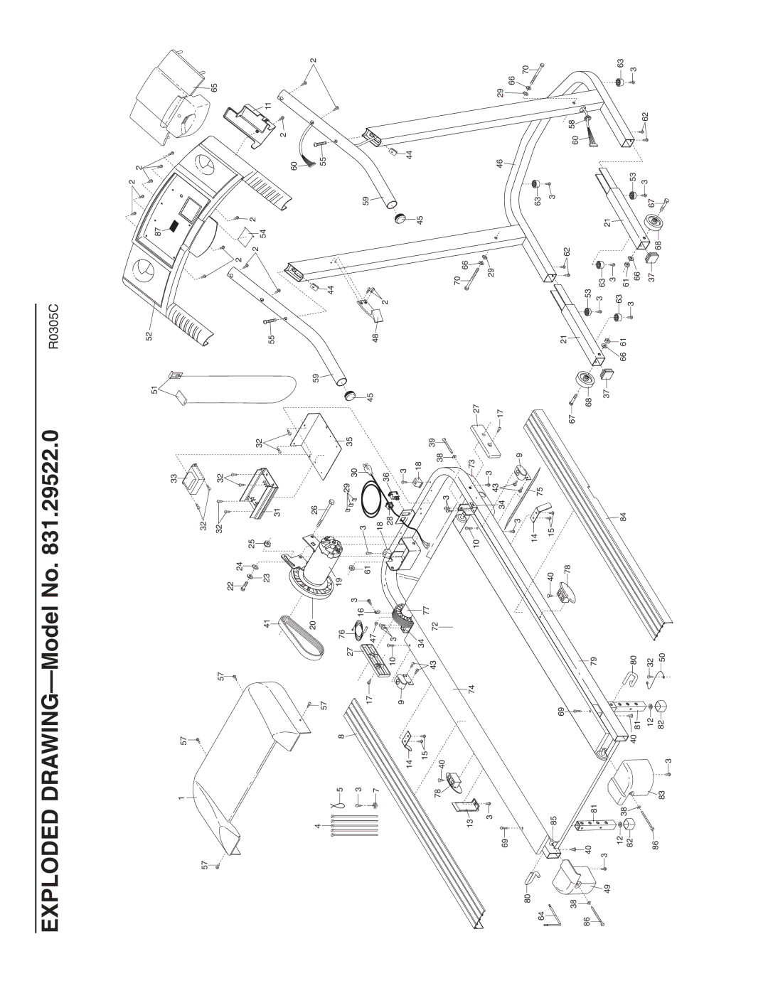 Weslo 831.29522.0 user manual Exploded DRAWING-Model No 