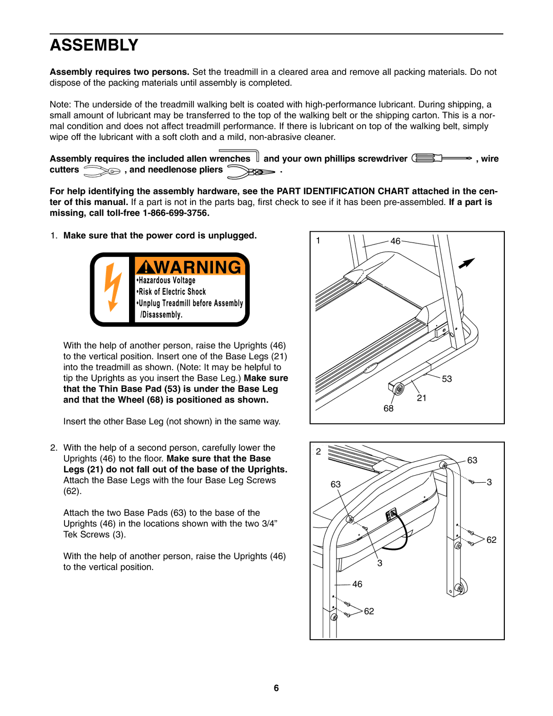 Weslo 831.29522.0 user manual Assembly requires the included allen wrenches 