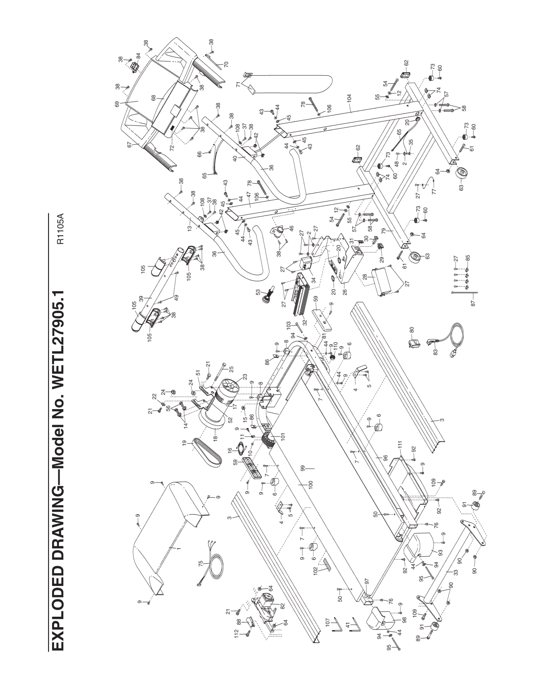 Weslo 900 user manual Exploded DRAWING-Model No. WETL27905.1 