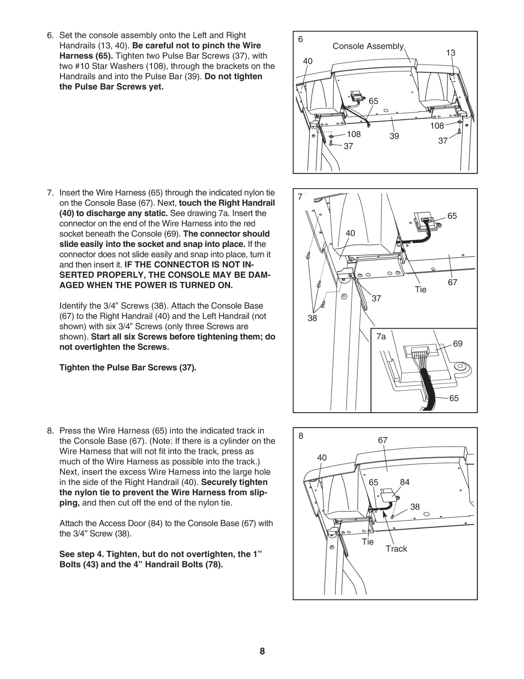 Weslo 900 user manual Tighten the Pulse Bar Screws 