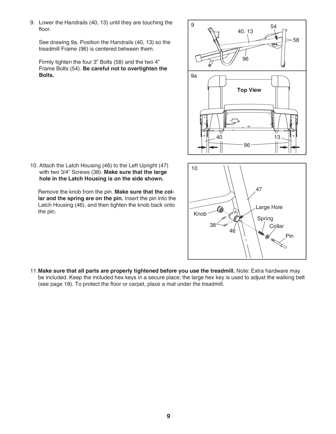 Weslo 900 user manual Bolts, Top View 