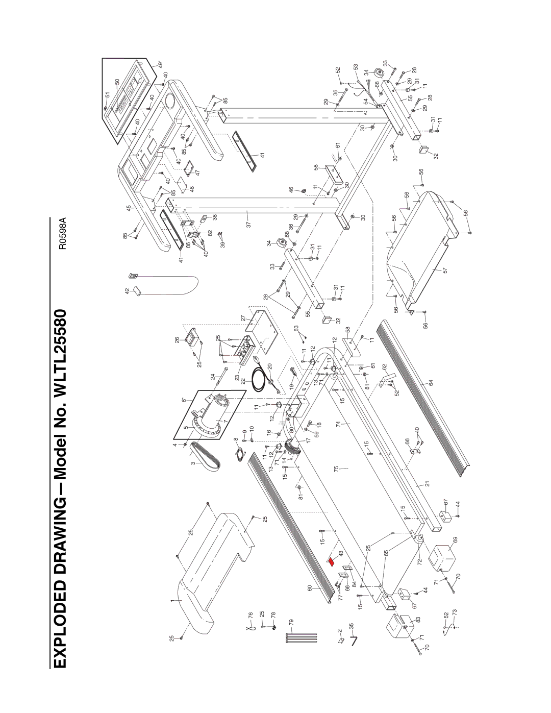 Weslo 925 user manual Exploded DRAWINGÑModel No. WLTL25580 