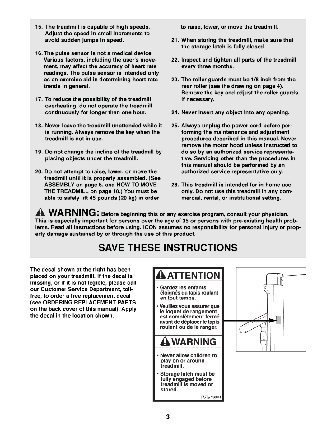 Weslo 925 user manual 