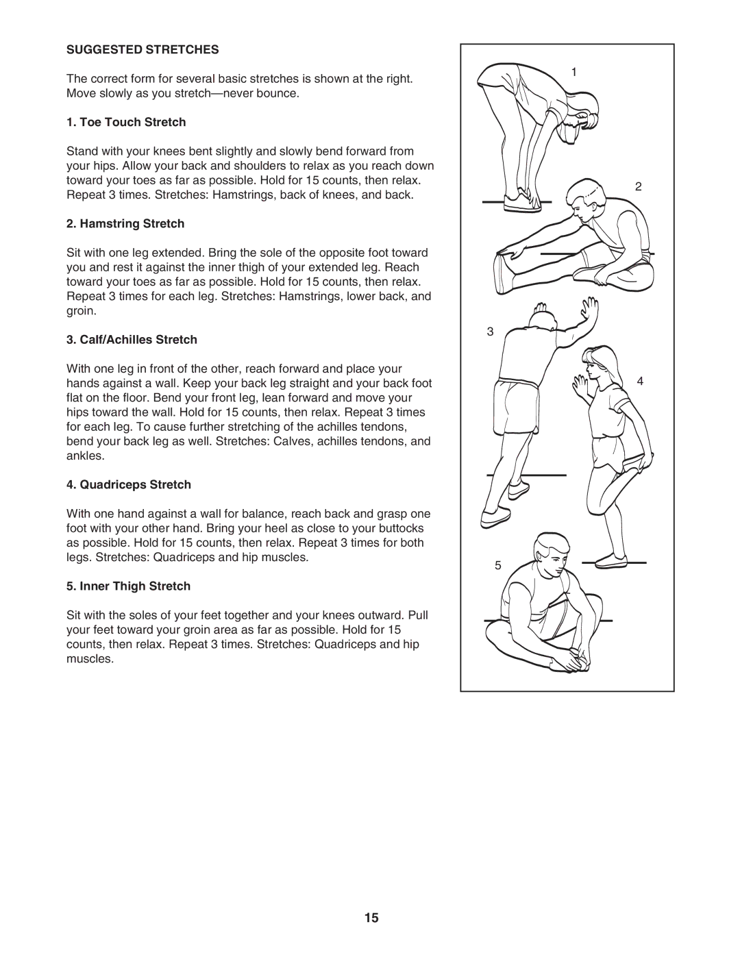 Weslo c42 user manual Suggested Stretches 