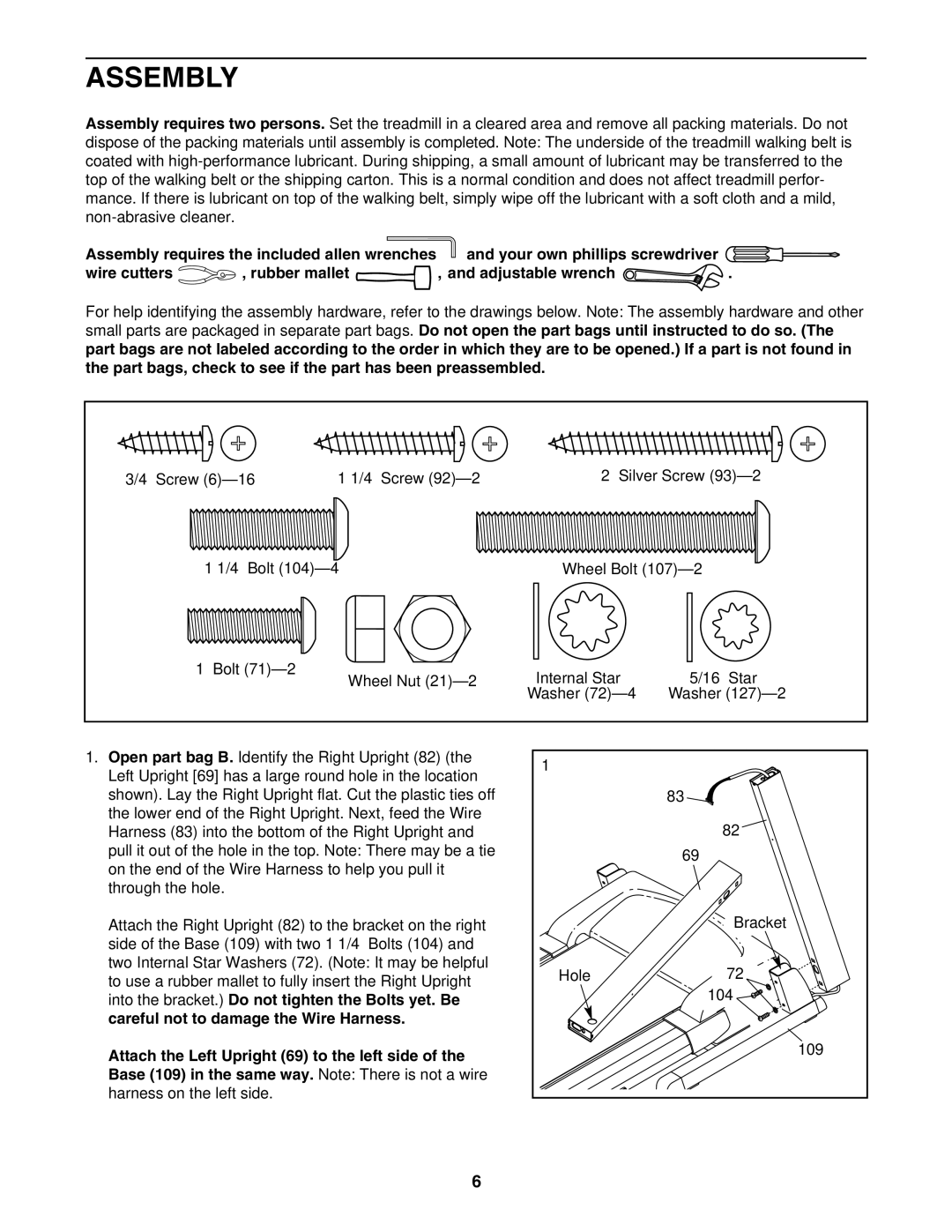 Weslo c78 user manual Assembly, Base 109 in the same way. Note There is not a wire 