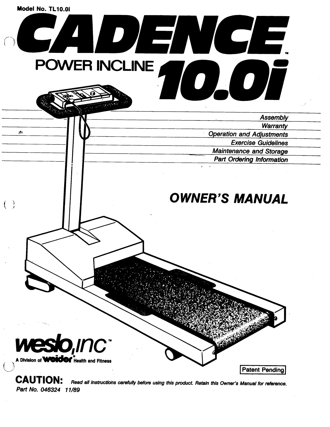 Weslo cadence 10.0i manual 