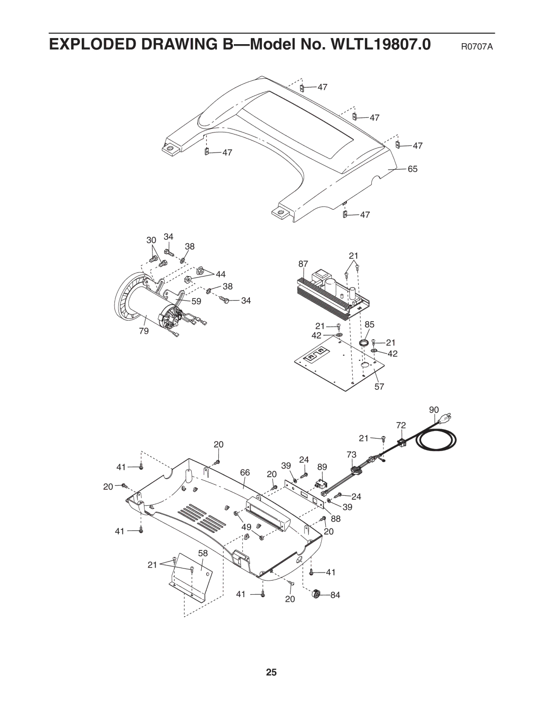 Weslo cadence 25 user manual Exploded Drawing B-Model No. WLTL19807.0 R0707A 