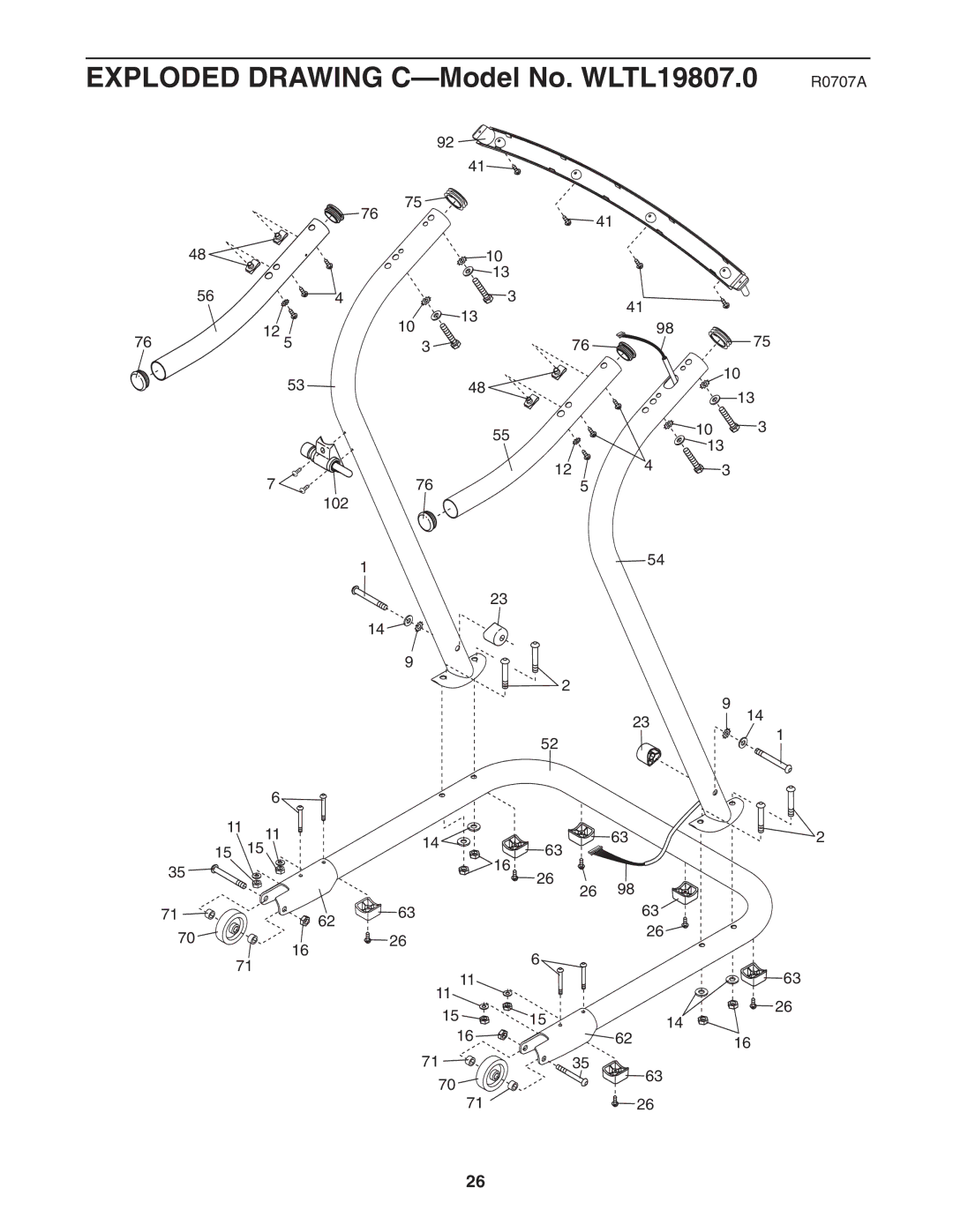 Weslo cadence 25 user manual Exploded Drawing C-Model No. WLTL19807.0 R0707A 